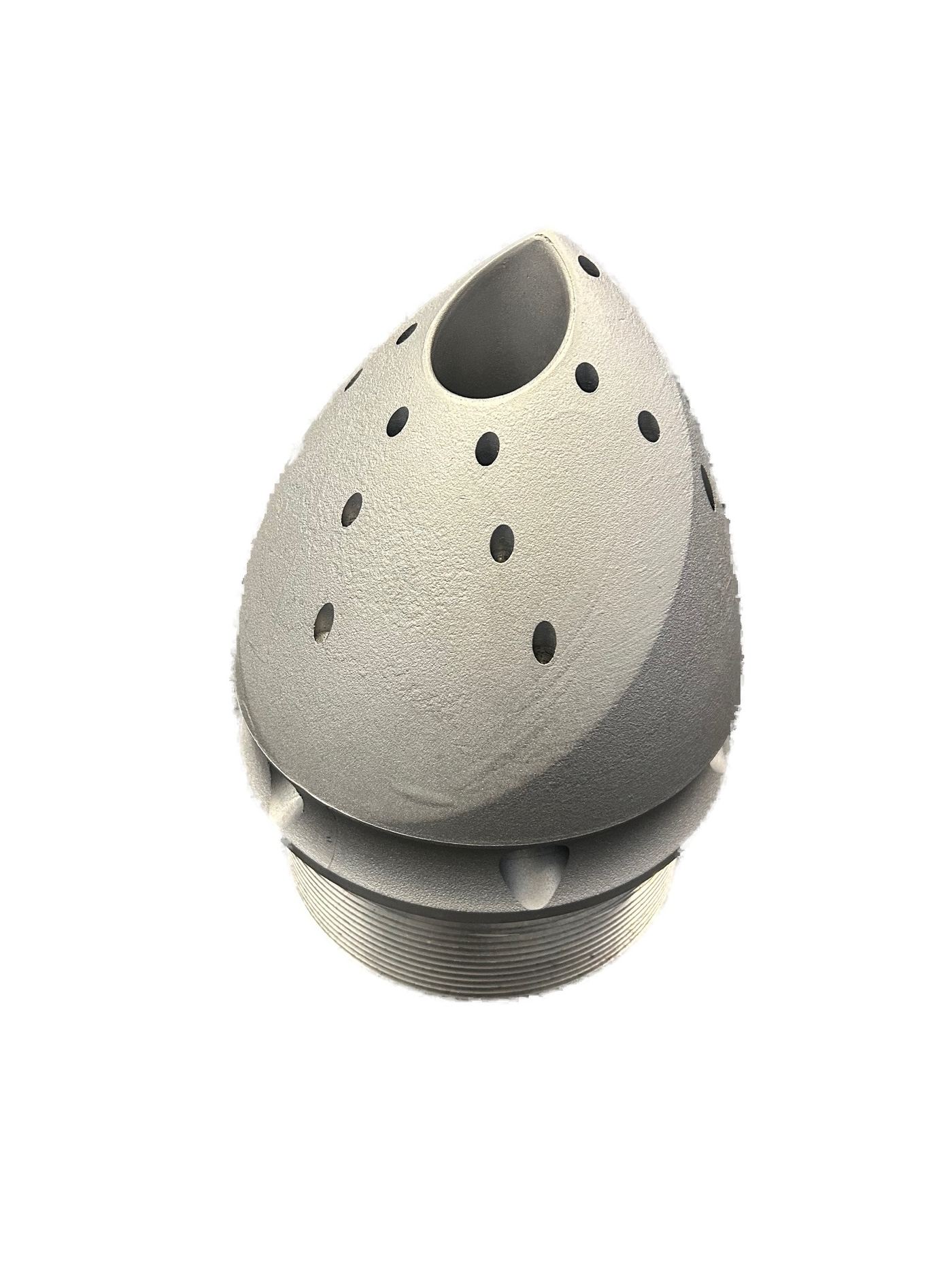 Gravity die cast conical housing with ventilation holes