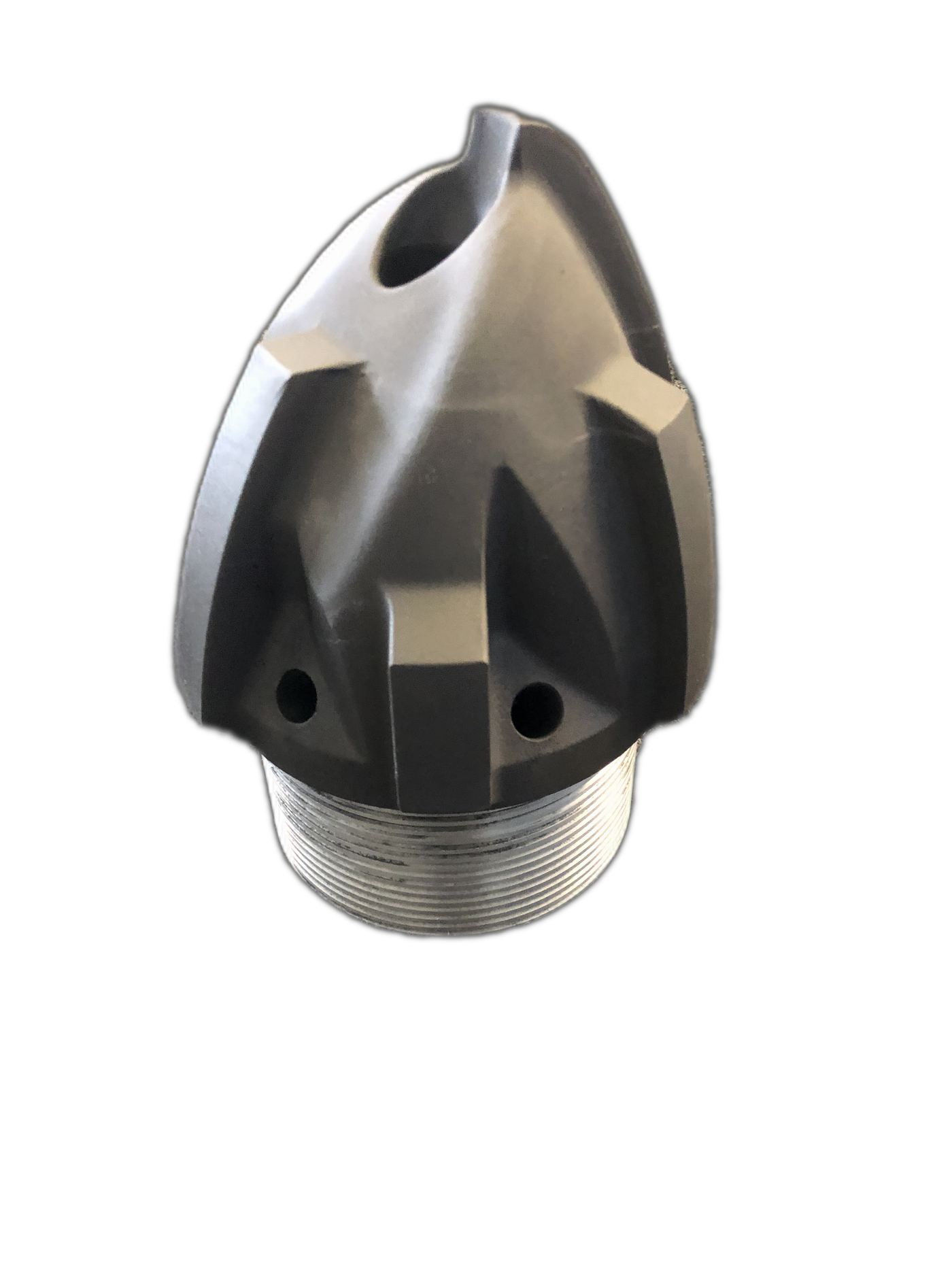 Gravity die cast conical nose component, angled view