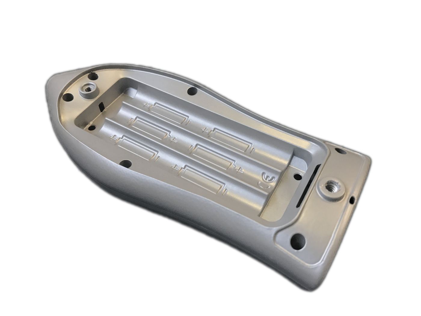 High pressure die cast aluminium enclosure, underside detail