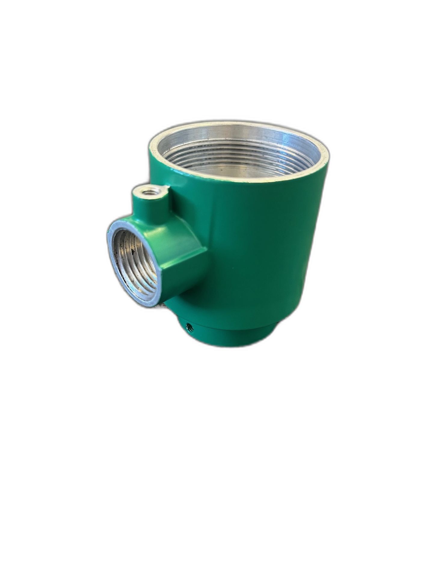 High pressure die cast tee-fitting component, powder coated